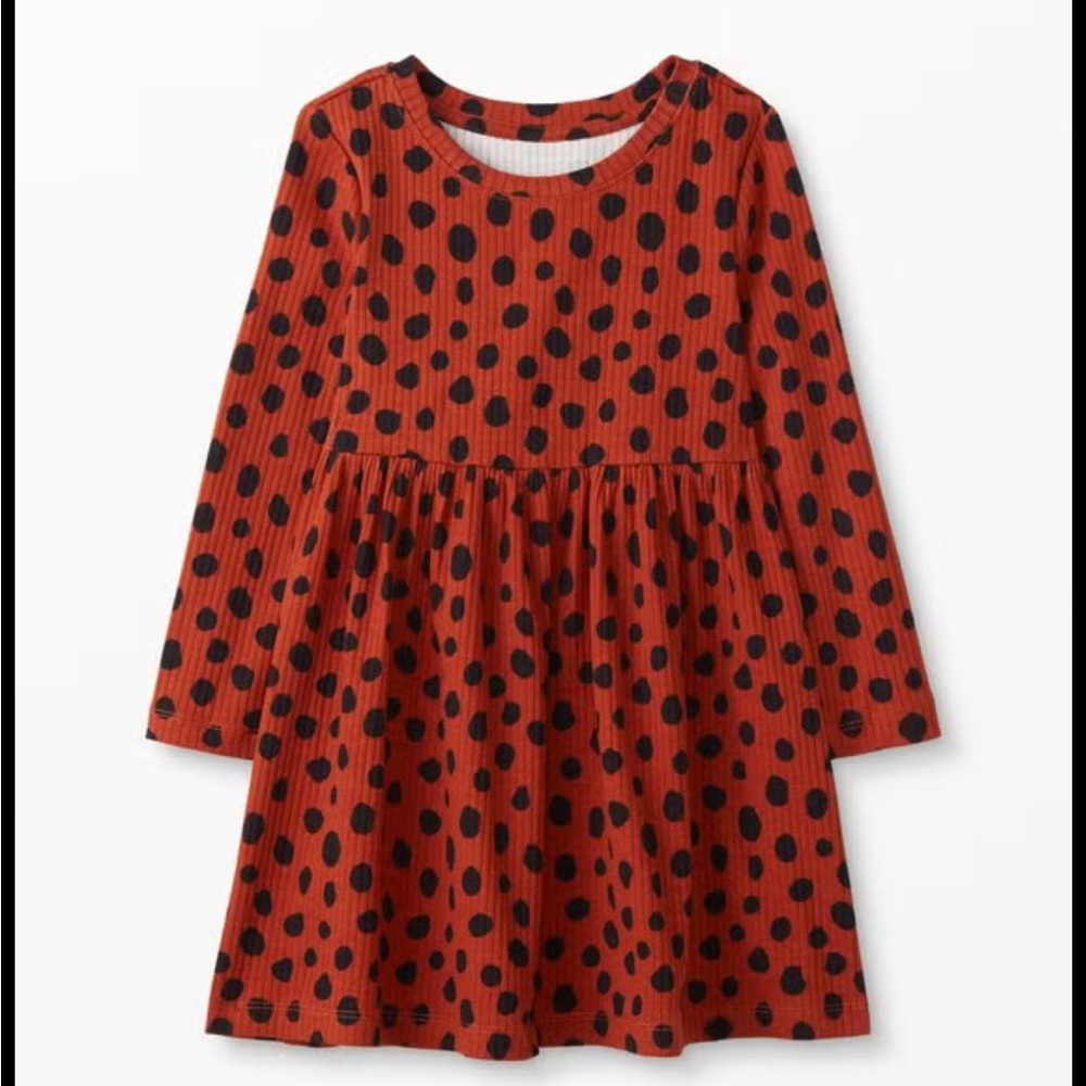 *NWOT* Hanna Andersson Dress * burnt orange with black polka dots